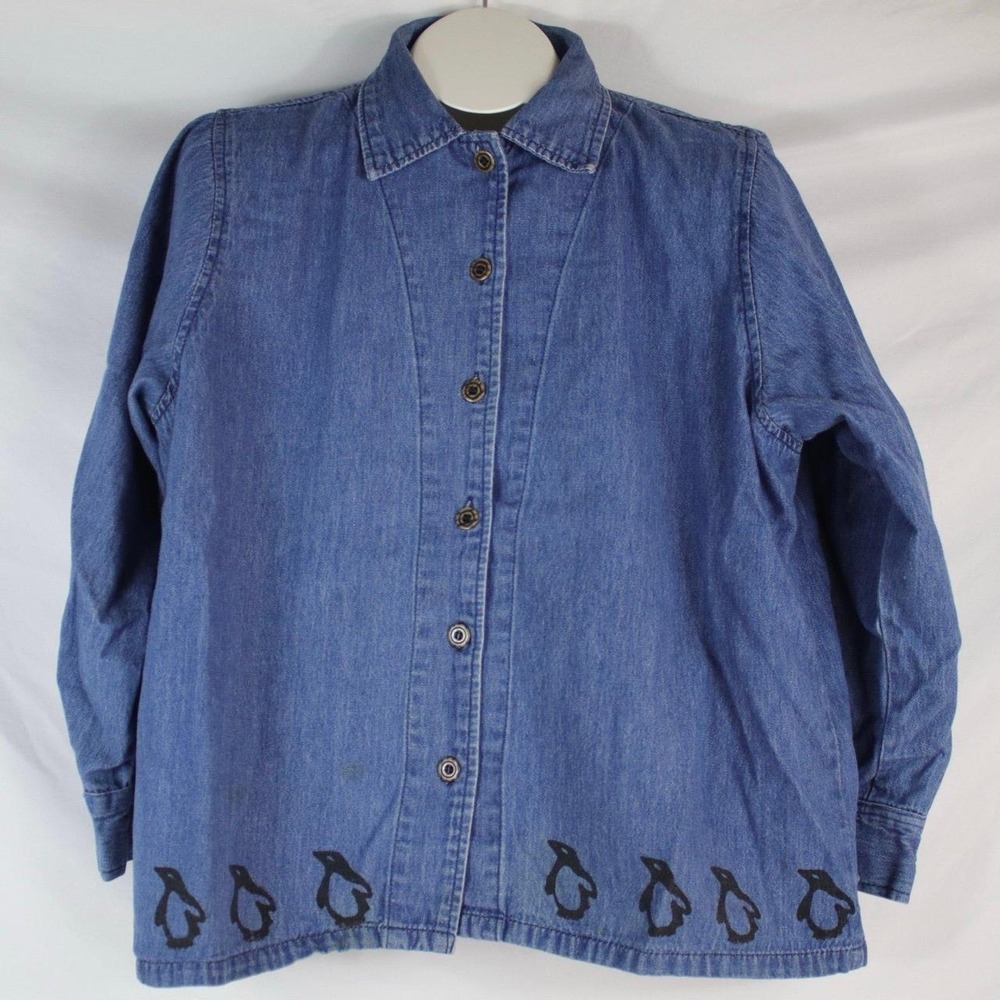 Miramax Blue Denim Women's‎ Jean Jacket with Penguins
